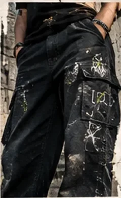 CODEX distressed black cargo pants